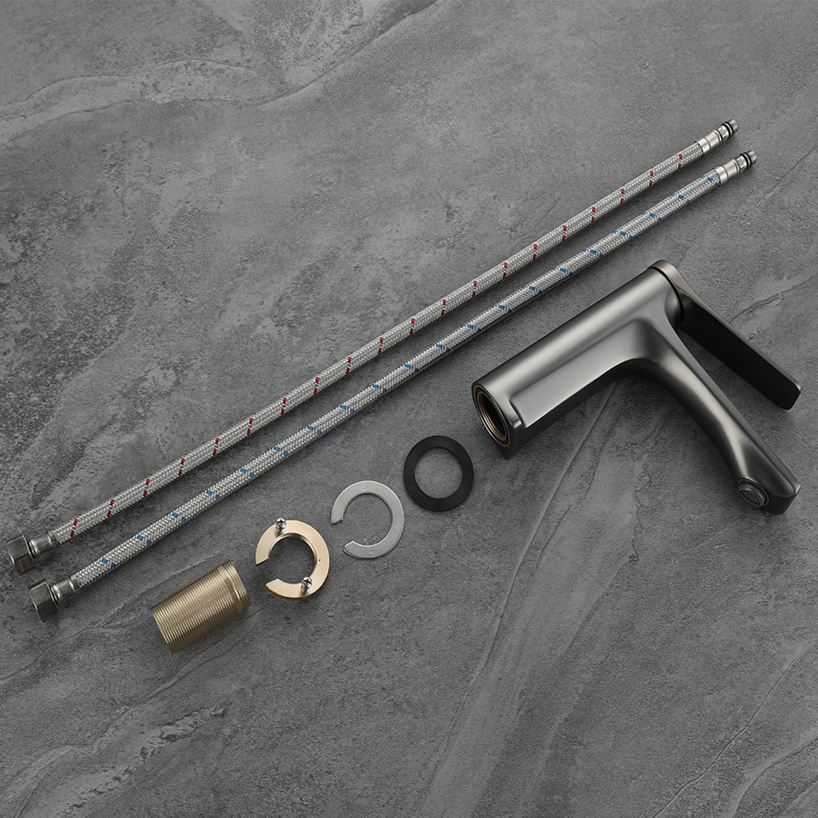 Grifo de Baño Moderno Grifos para Lavabos de Baño Laton agua Caliente y agua Fria Gris Pistola