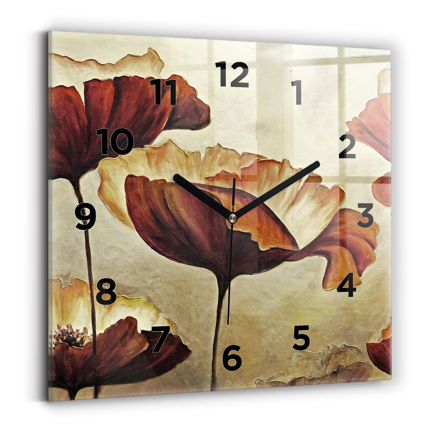 Horloge murale moderne carrée 30x30 cm batterie mécanisme silencieux