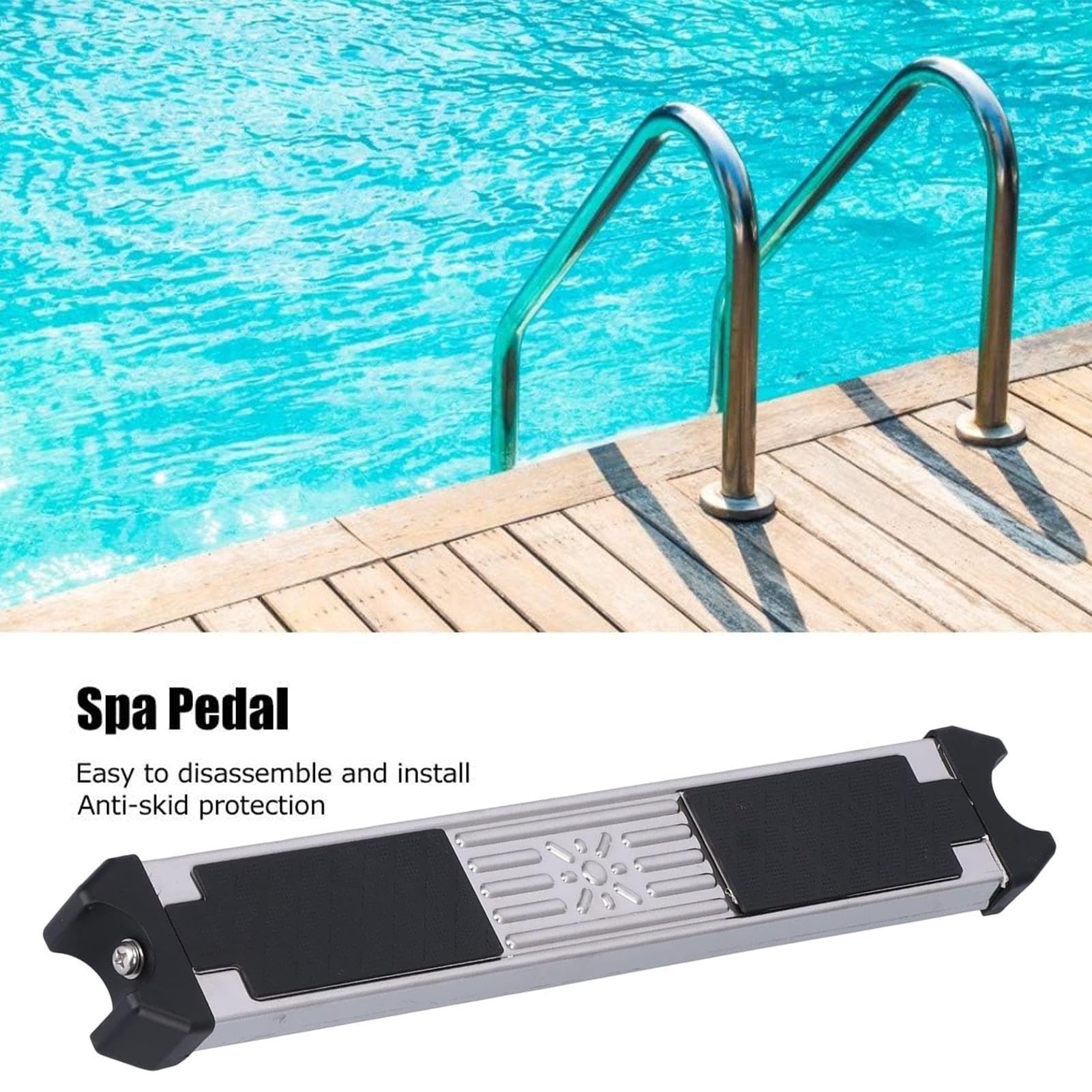 Escalones de repuesto para escaleras de piscina: acero inoxidable, diseño resistente, textura antideslizante, construcción resistente a la oxidación, estructura fuerte | Accesorio de aguas termales pa