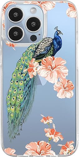 Miniatura 7 de Blingy's - Funda para iPhone 13 Pro Max (6.7 pulgadas), bonito patrón de dinosaurio con diseño de flores, divertido estilo animal, transparente,