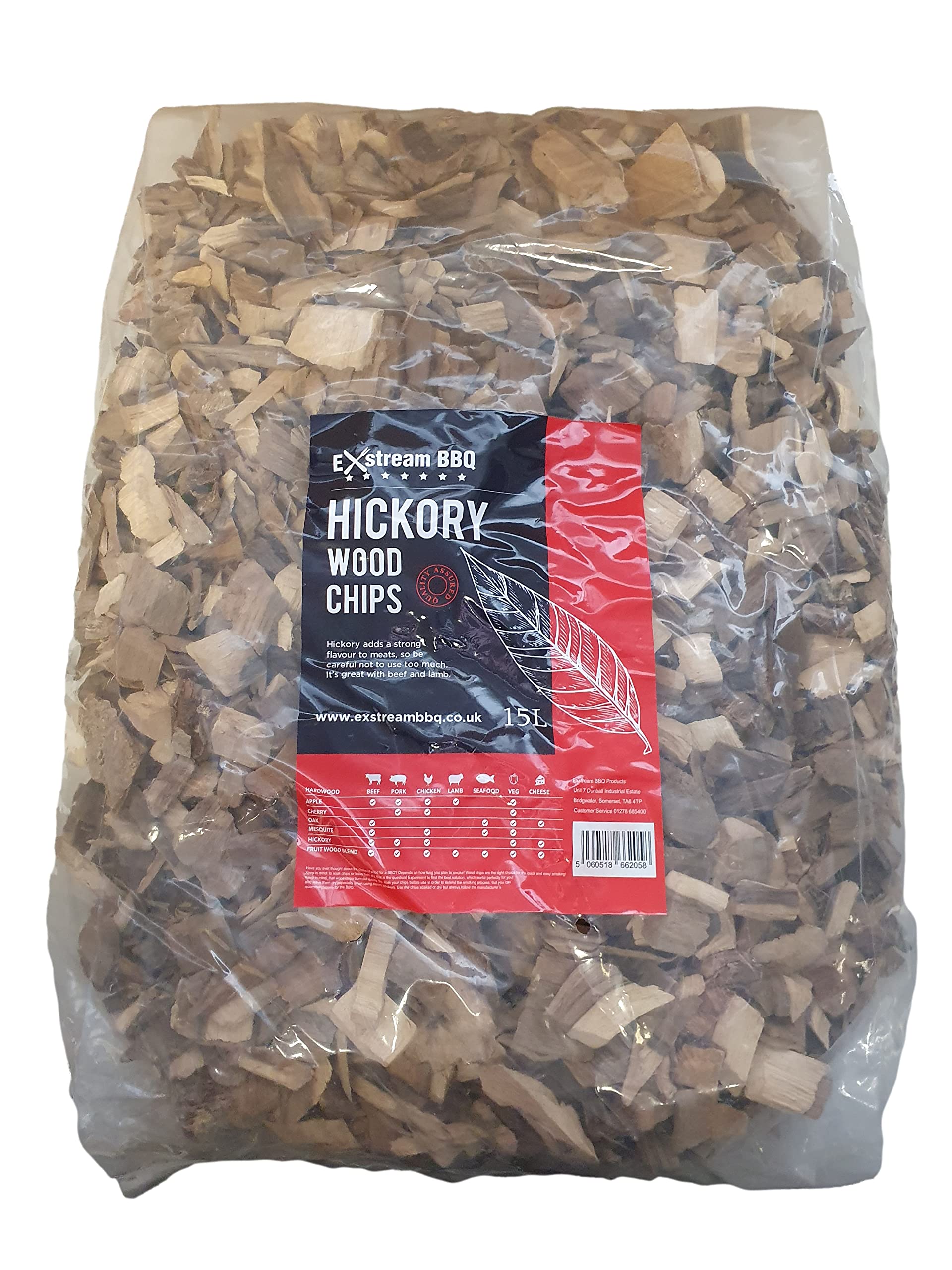 Exstream Brown Bbq Barbecue Smoking Wood Chips *Up To 30 Great Flavours In 3, 15 & 30 Litres* (Hickory 15 Litre)