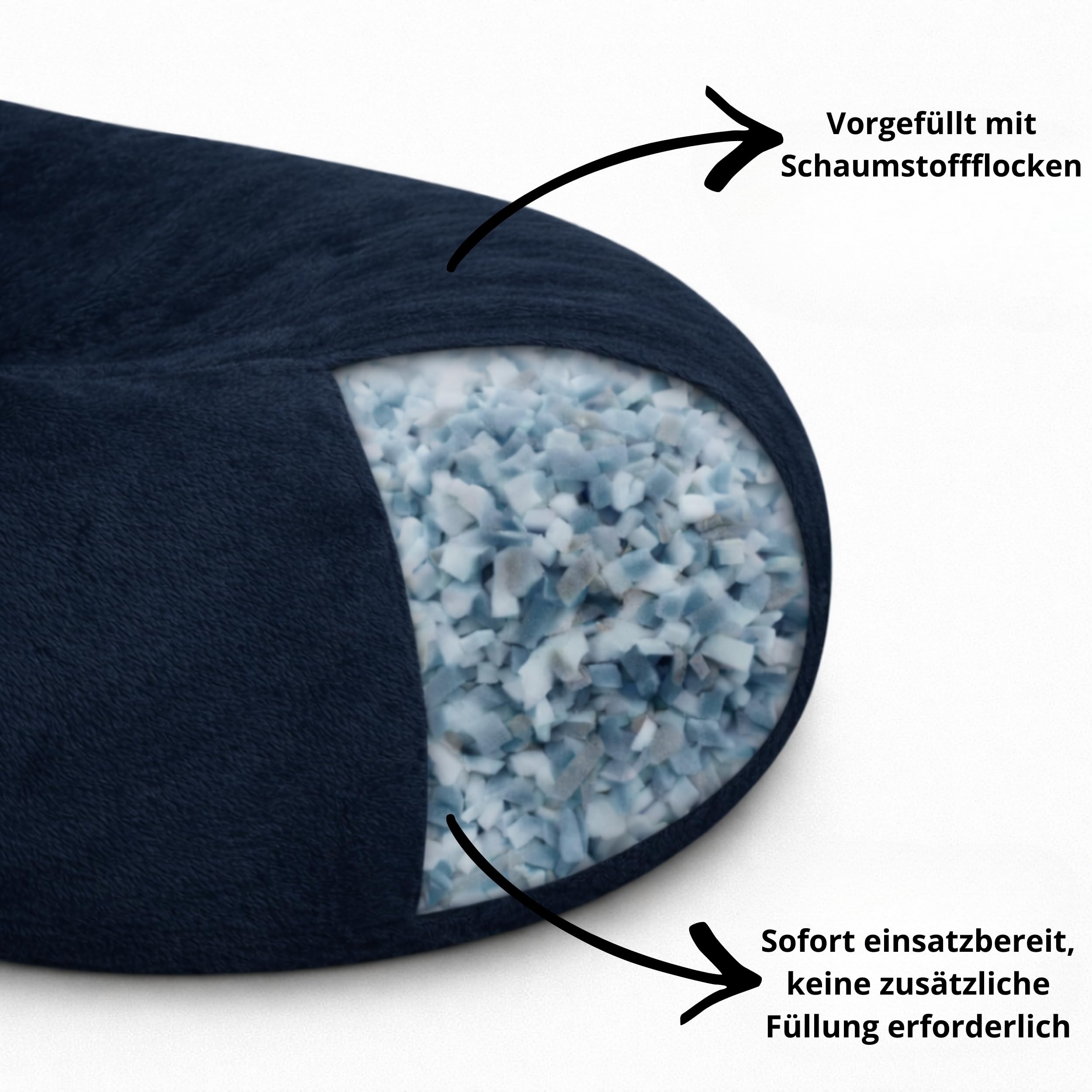 bananair Sitzsack XXL mit Füllung für Kinder und Erwachsene, 160 x 90 x 60 cm - Weich und Bequem - Maschinenwaschbarer Bezug - Sitzsack Sofa (Blau)