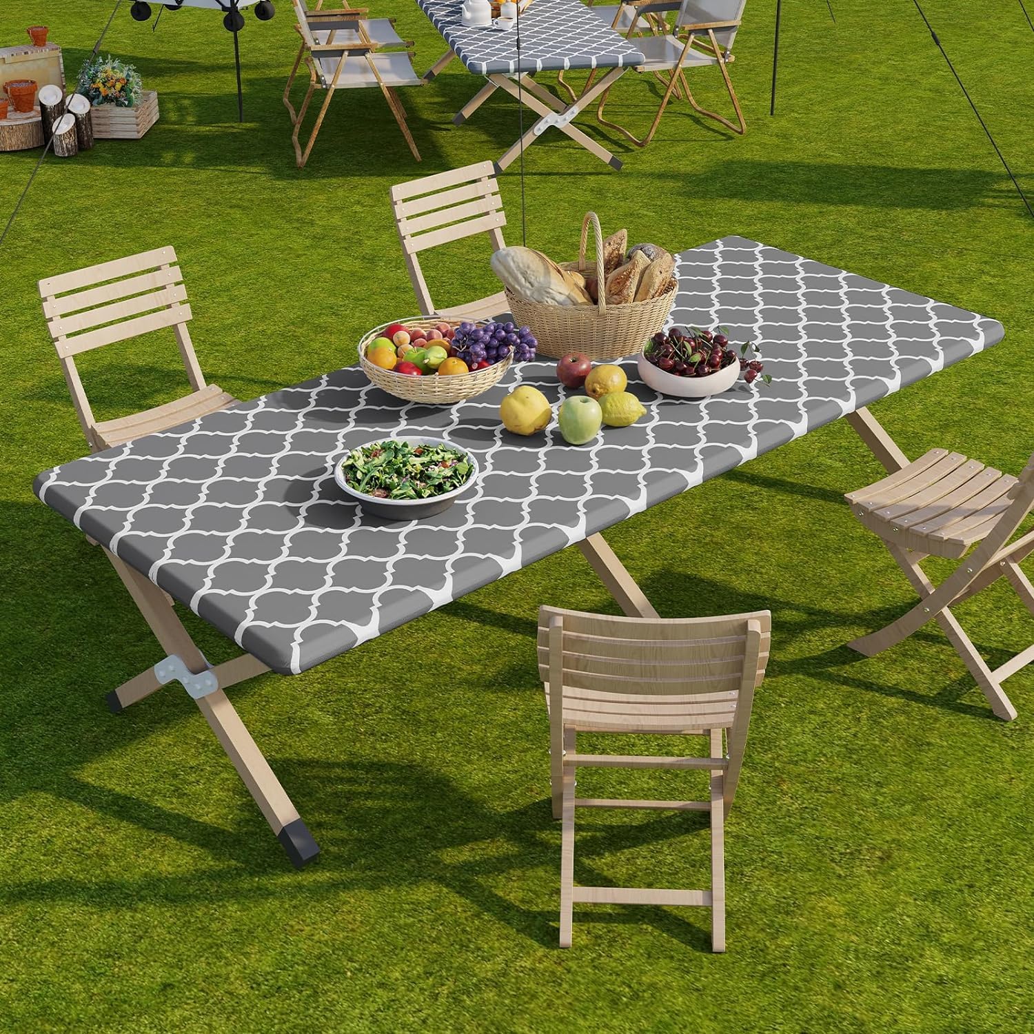 Dremisland Tovaglia rettangolare impermeabile in PVC marocchino con bordo elastico, retro in flanella, lavabile, resistente all'olio