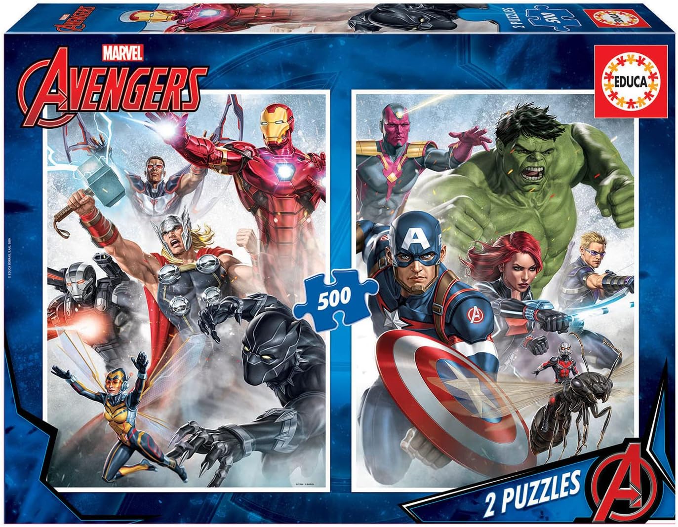 Educa - 500 piece puzzle for adults | Avengers, Avengers, Marvel. Includes Fix Puzzle glue. Approximate measurement once assembled: 34 x 46 cm. From 11 years old (17994)