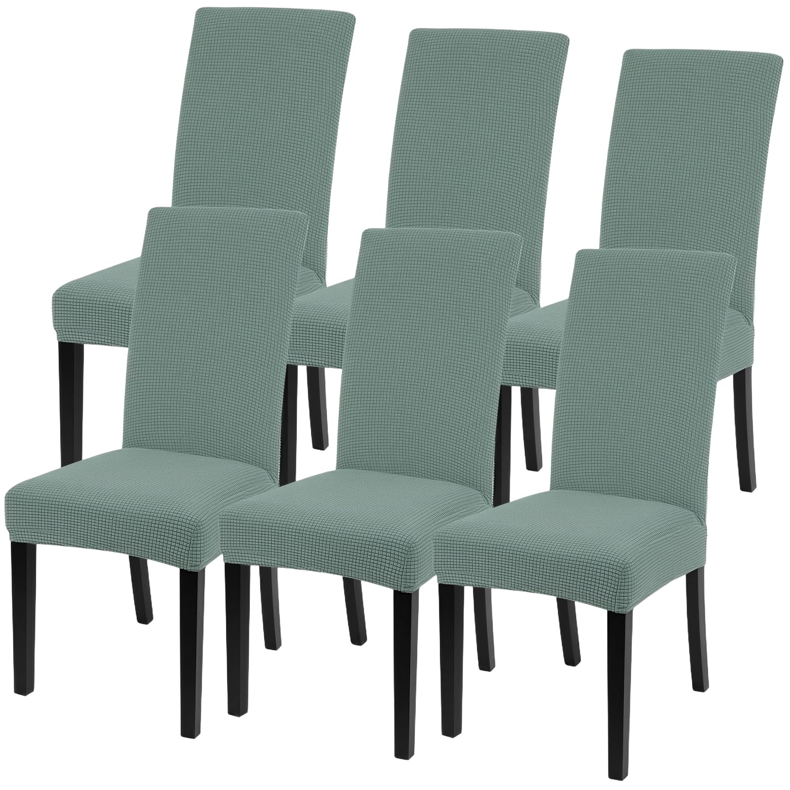 SearchI Chair Covers for Dining Room Set of 6 Stretch Jacquard Kitchen Parsons Chair Covers,Washable Spandex Dining Chair Slipcovers Seat Protector for Hotel,Banquet,Ceremony (Sage Green)