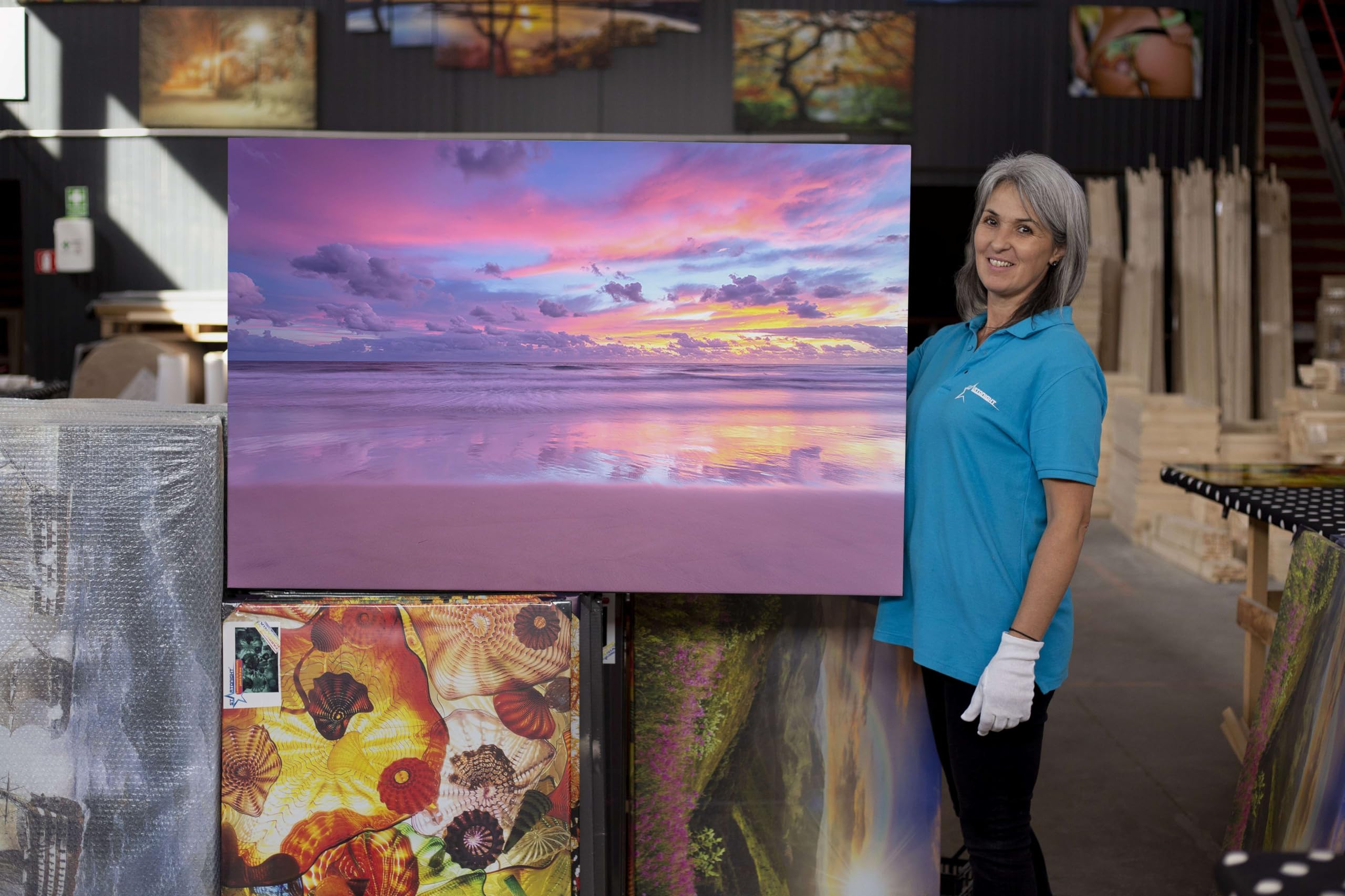 Startonight Cuadro Moderno en Lienzo - Púrpura Cielo Puesta de Sol - Pintura Paisaje para Salon Impresiones Enmarcadas 80x120 cm, Grande Decoración Pared, Idea de Regalo Elegante Luminoso