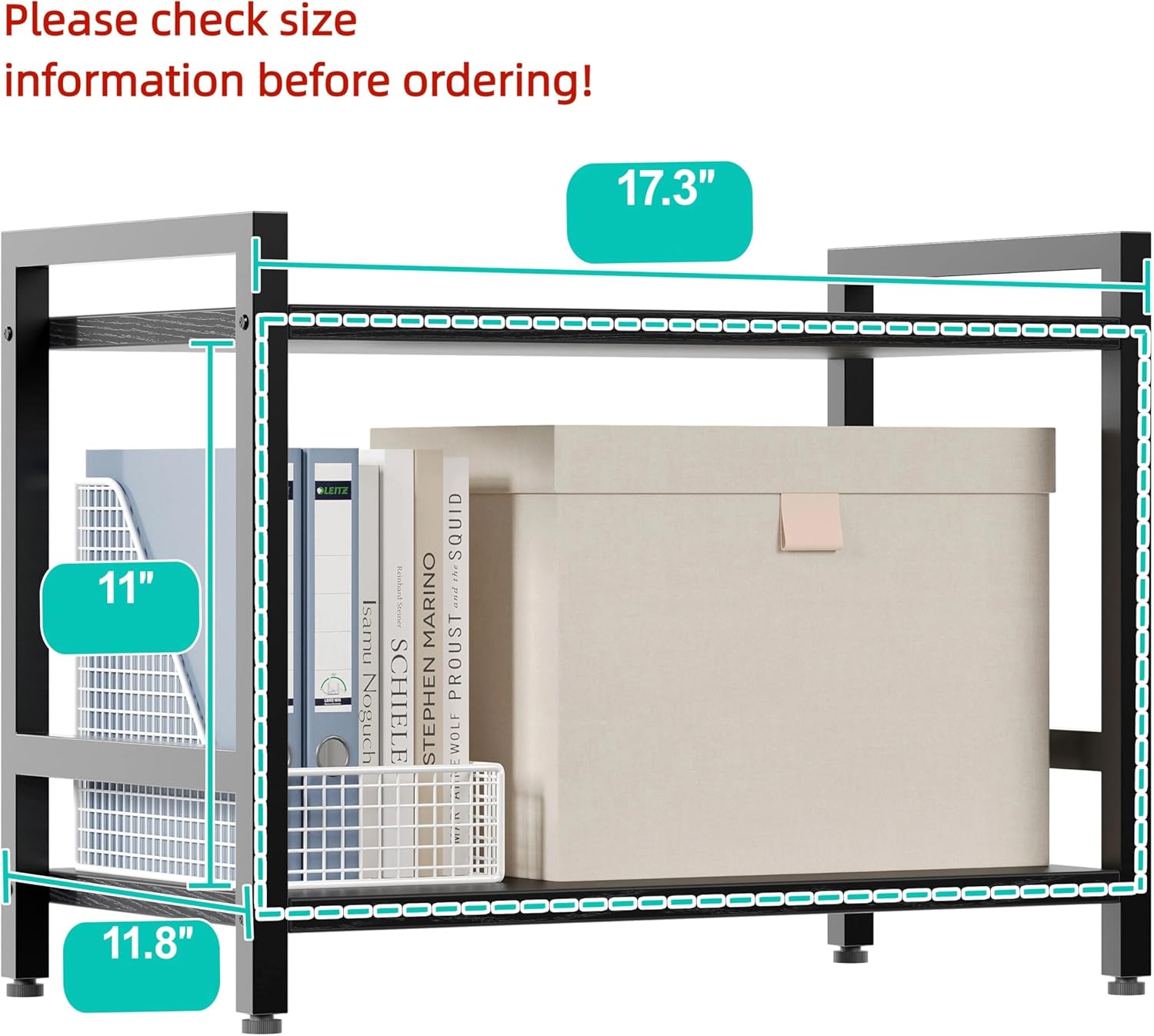 Zenira 2 Tier Bookshelf, Small Bookcase with Open Shelves 2 Shelf Bookcase Small Bookshelf