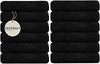 Vista 22 de Medium Size Bath Towels Set of 6 – 100% Cotton Terry – 24" x 48" – Quick Dry, Soft & Highly Absorbent – Black Towels for Bathroom, Gym, Spa, Pool &