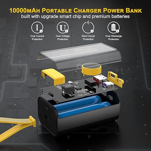 Miniatura 2 de Cargador portátil de 10000 mAh, batería externa transparente de carga rápida de 22.5 W, cargador de teléfono portátil USB C externo de entrada y