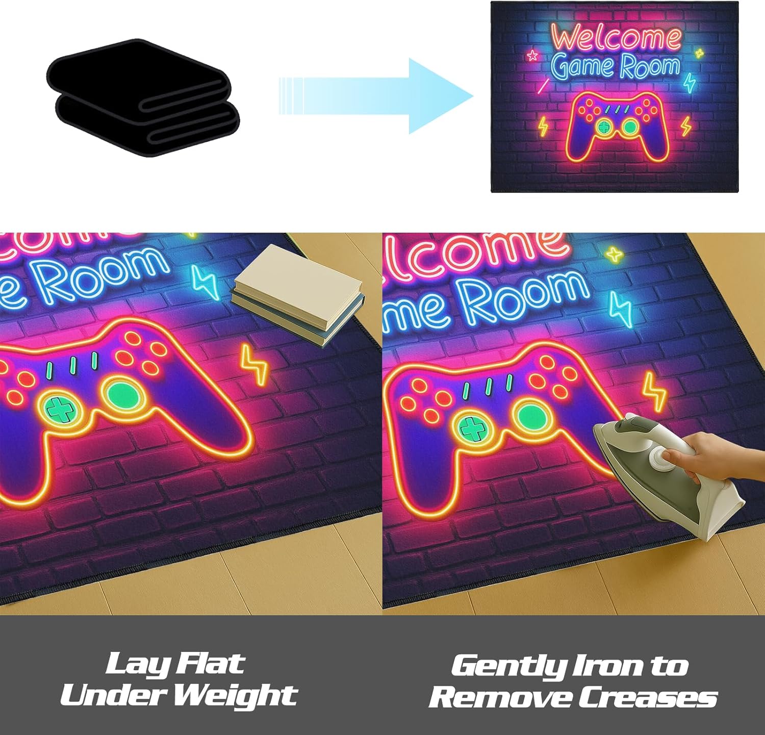 Gaming Rug for Room,3'x5' Gamer Rugs with Non-Slip Backing,Game Room Carpet for Bedroom and Livingroom Decor