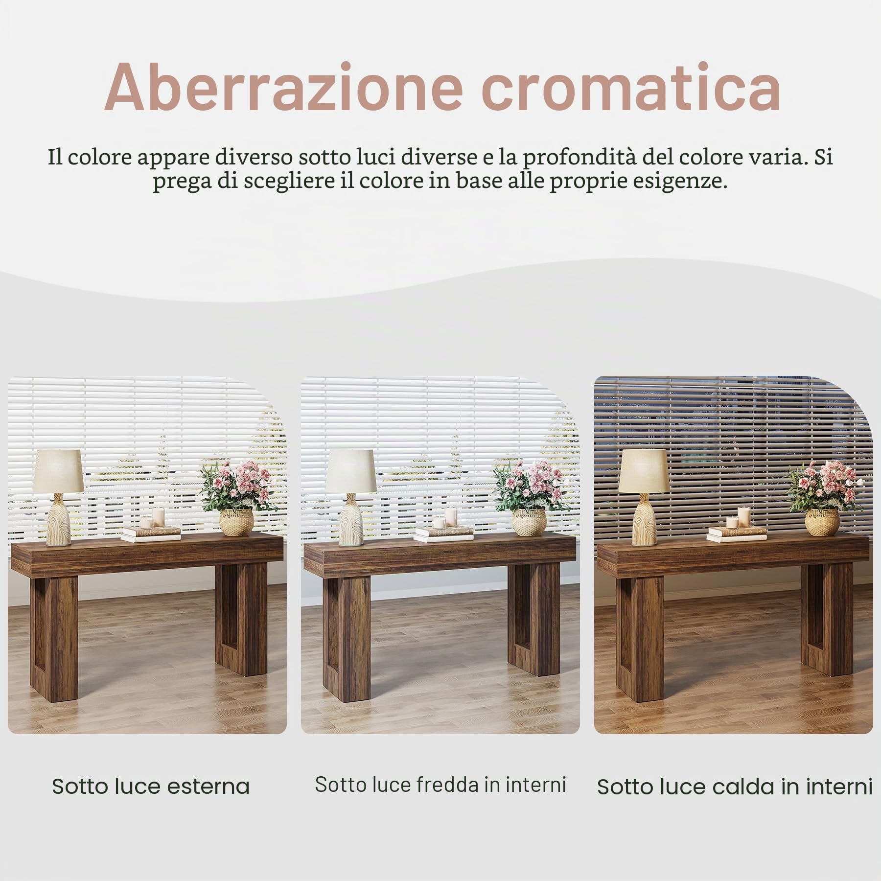 Tribesigns Tavolo consolle lungo 160 cm, tavolo rettangolare in MDF con venature del legno dietro il divano, tavolo da ingresso per ingresso, corridoio, soggiorno (marrone rustico)