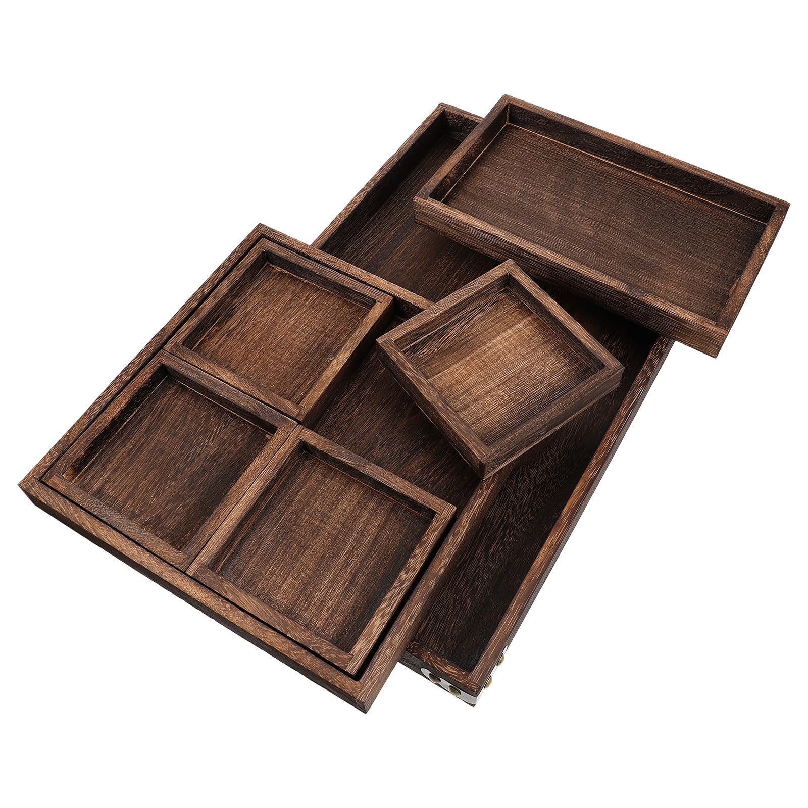 POPETPOP Bandeja de Servicio de Alimentos de Madera Rectangular, Bandeja para Servir Postres, Diseño Simple, Fácil de Lavar, Resistente al Desgaste, para Té y Vajilla