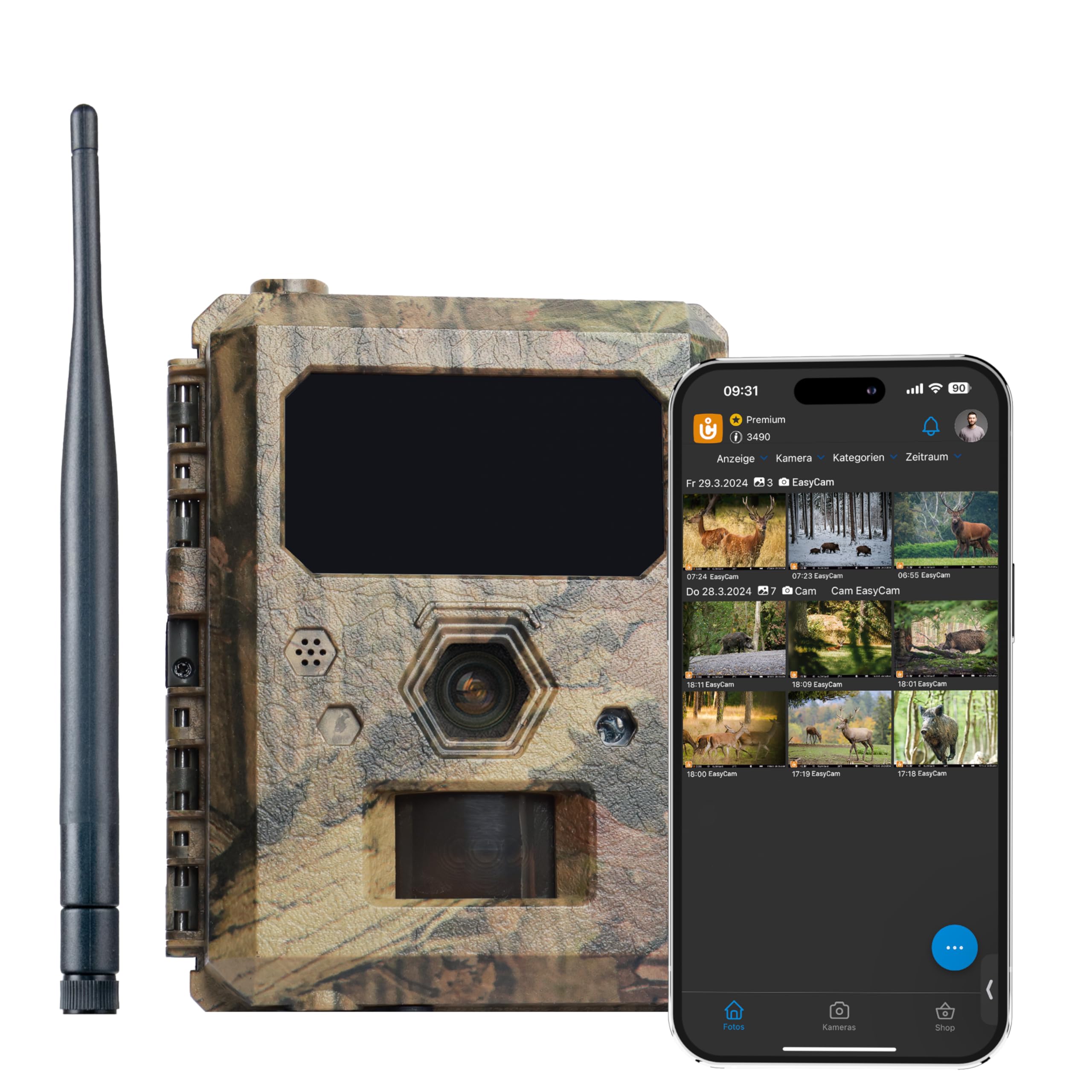 ICU CLOM EasyCam Outdoor Wildkamera – 50° Erfassungswinkel, 16GB SD-Karte, 4G/LTE Verbindung, Bewegungsmelder & App-Steuerung für Jagd & Überwachung