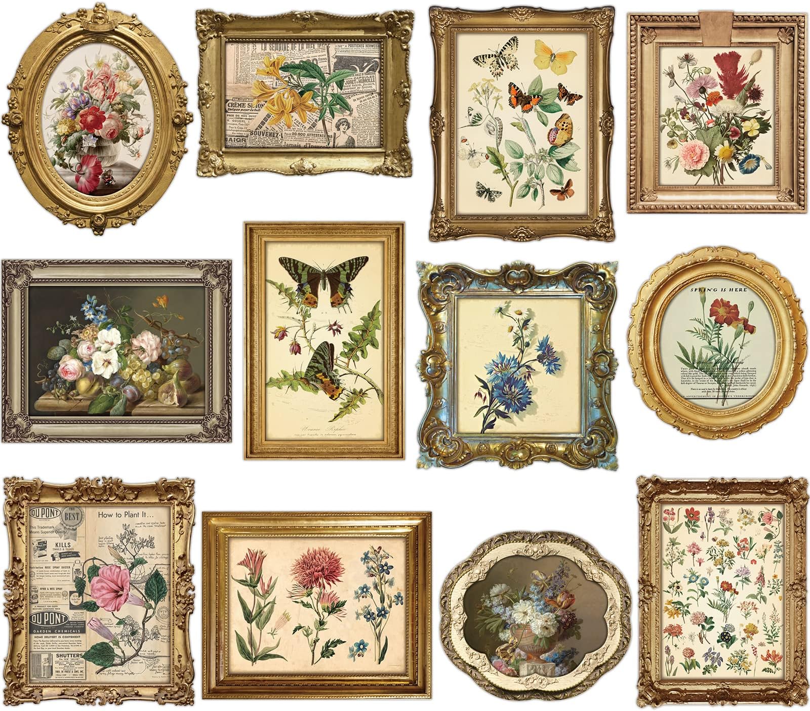 Geetery 12 Pieces Vintage Wall Decorations Flower Picture