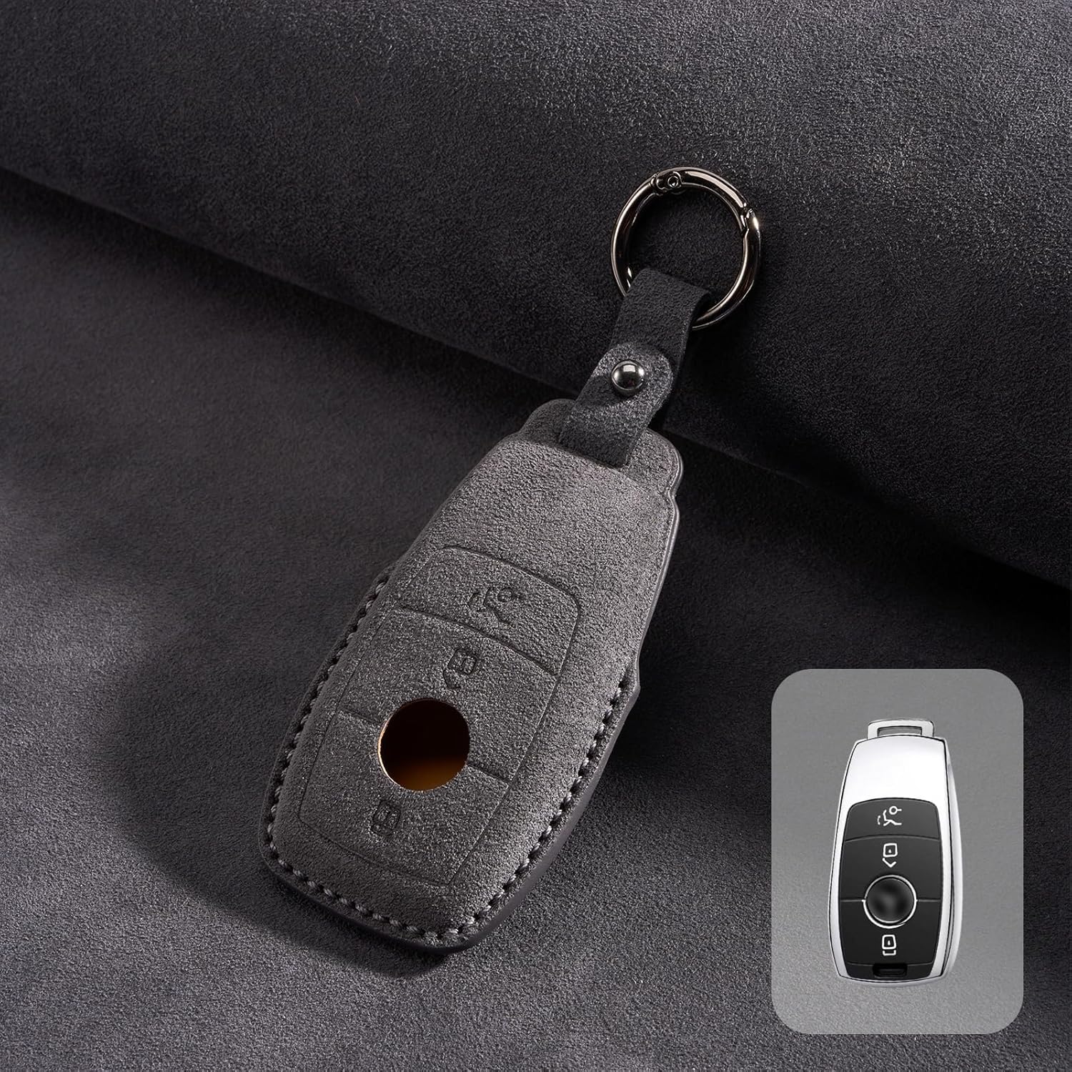 Car Key Fob for Mercedes Benz Key with Keychain, Compatible with Mercedes-Benz AMG A220 CLS Class E-Class E63S GLE 350 4Matic S-Class Remote Key Case