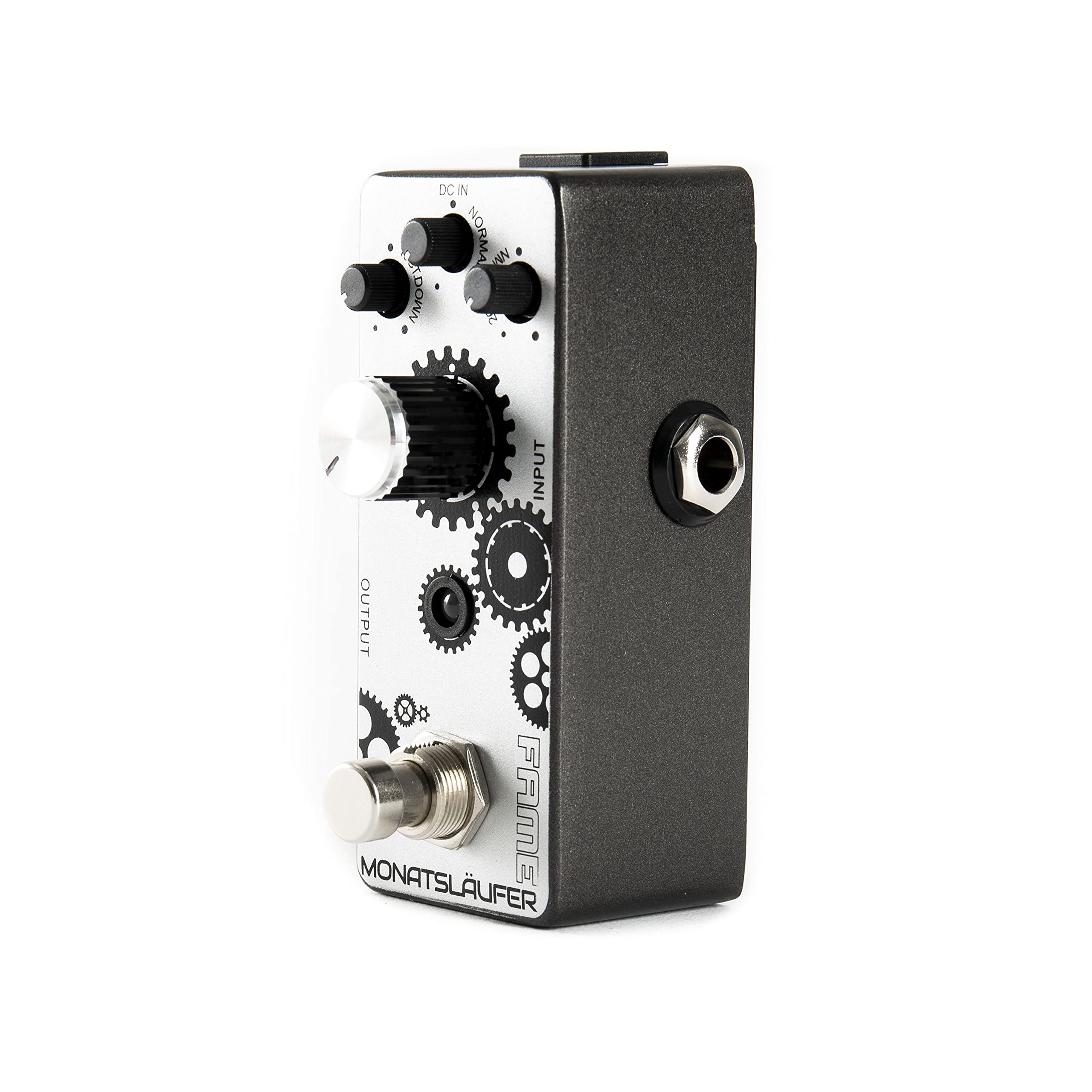 Fame Octaver Effektgerät für Gitarren, Breites Klangspektrum, Monophones Tracking, True-Bypass-Fußschalter, Kompaktes Metallgehäuse, Geeignet für E-Gitarre, Betrieb mit optionalem Netzteil