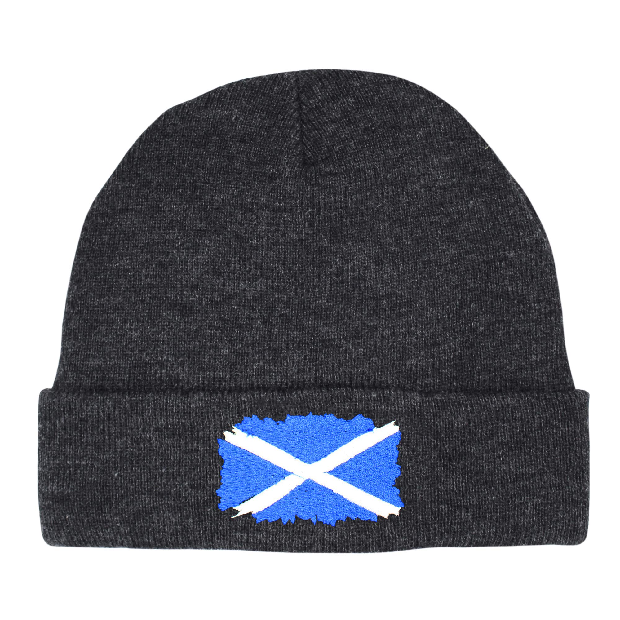 TeddyTs Men's Scotland Flag Thermal Knit Beanie Hat (Grey)