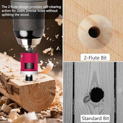 Miniatura 6 de BURMONG Juego de brocas avellanadoras de 5 piezas con tope de profundidad ajustable, vástago hexagonal de 14 pulgadas, kit de herramientas de