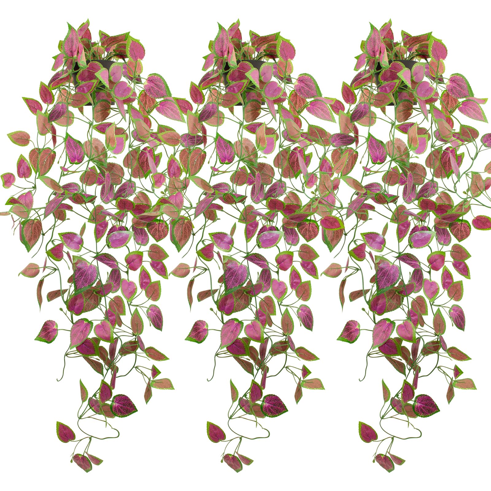 LOYWREE 3 Pack Artificial Purple Ivy Hanging Vine Plants