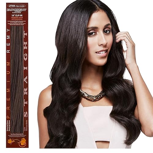 EURONEXT Extensiones de cabello con clip, 100% cabello humano Remy, 18 pulgadas, lacio, rizado, #2 Espresso EURONEXT Extensiones de cabello con clip, 100% cabello humano Remy, 18 pulgadas, lacio, rizado, #2 Espresso