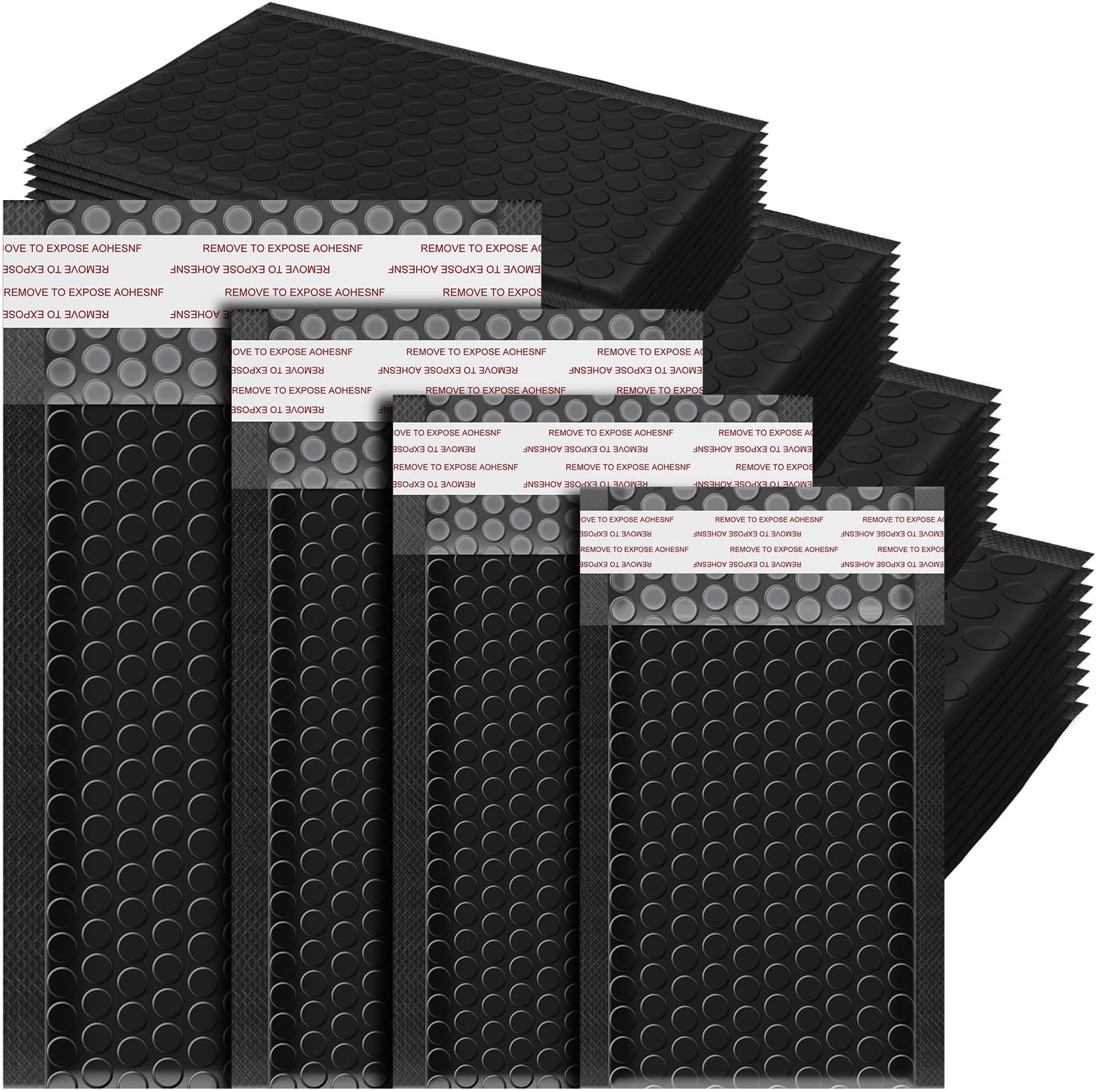 Henoyso 100 Pcs Bubble Mailer 4 Sizes Self Adhesive Waterproof Padded Envelopes Cushioning Seal Bubble Shipping Envelopes for Mailing Packaging Small Business Packing Supplies, Black