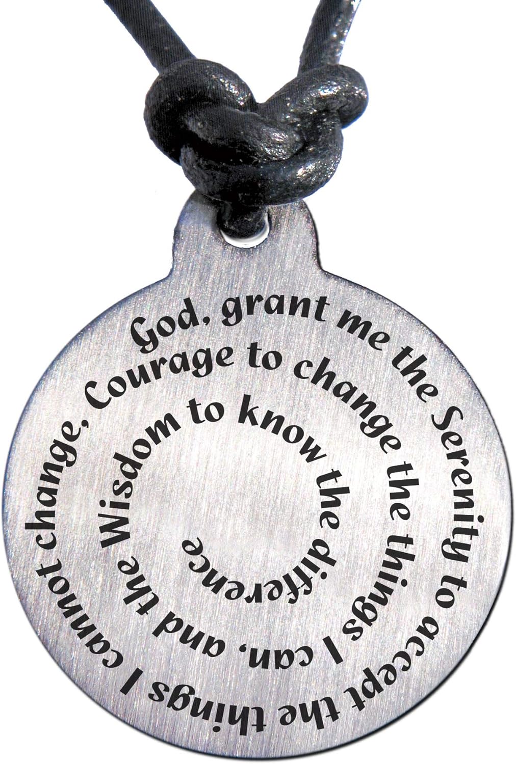 Serenity Prayer Necklace Medallion with Leather