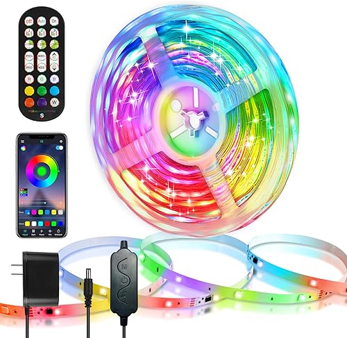 Miniatura 8 de HOUHUI Tira de luces LED, 150 luces LED RGB de 16.4 pies para TV de 32 a 75 pulgadas por detrás, sincronización de música, control de aplicación,