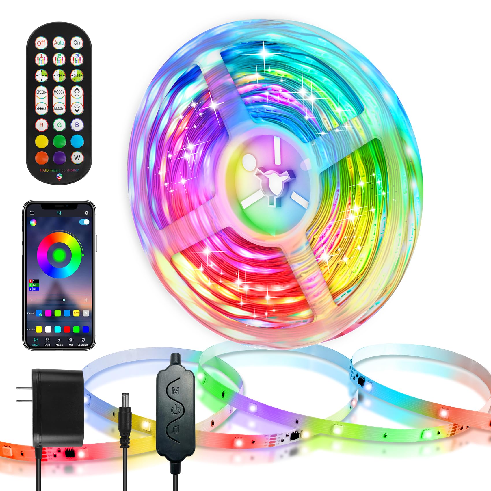 RGB IC LED Strip Lights 32.8ft, Multi-Color Chasing 24V Tape Lights