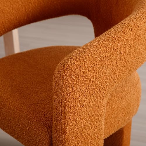 Miniatura 5 de Modern Boucle Silla de comedor, silla de cocina tapizada de sherpa con brazos, cómoda silla lateral de barril para sala de estar, oficina en casa,