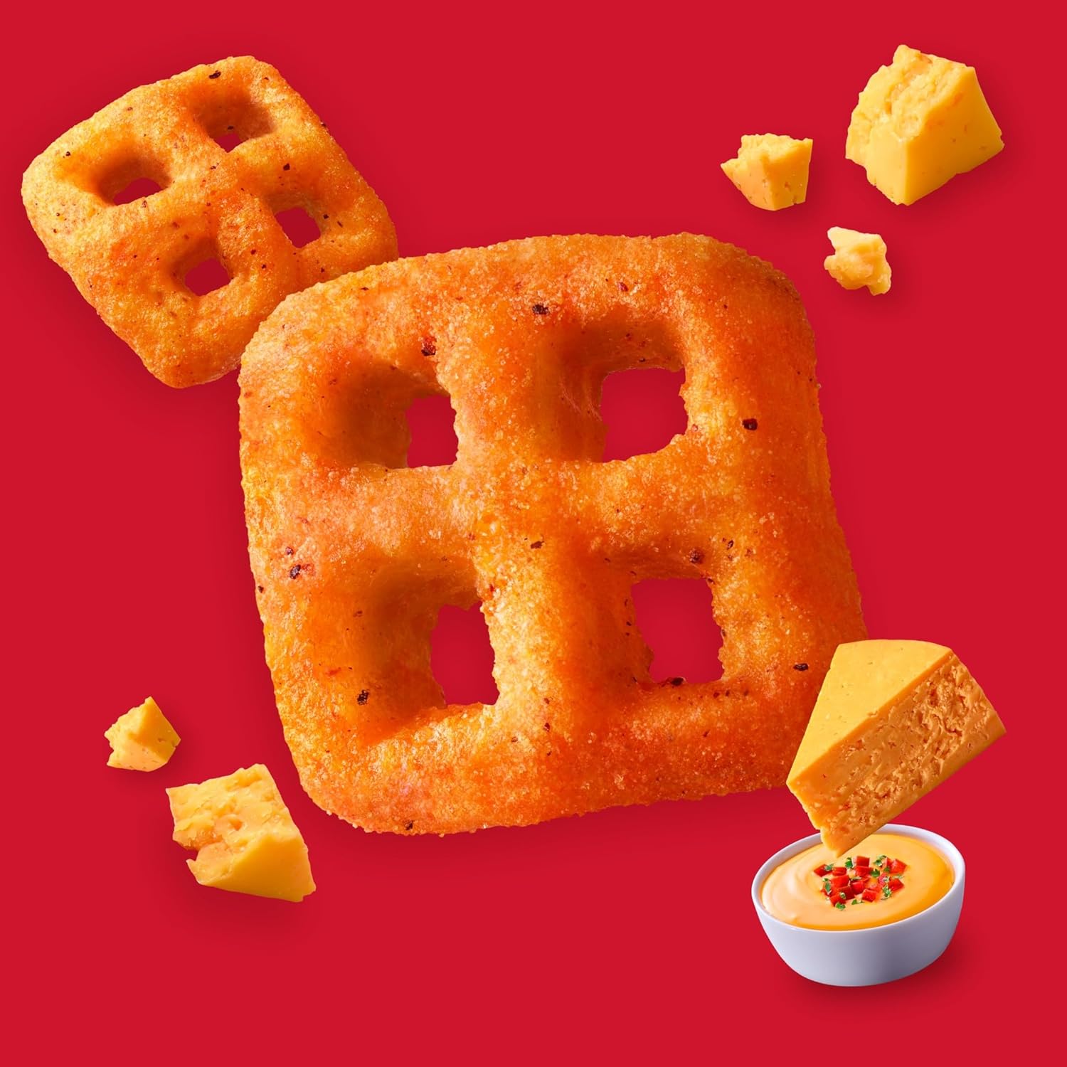Cheez-It Crunch Cheesy Baked Snacks, Lunch Snacks, Kick'n Nacho Cheese (6 Bags)