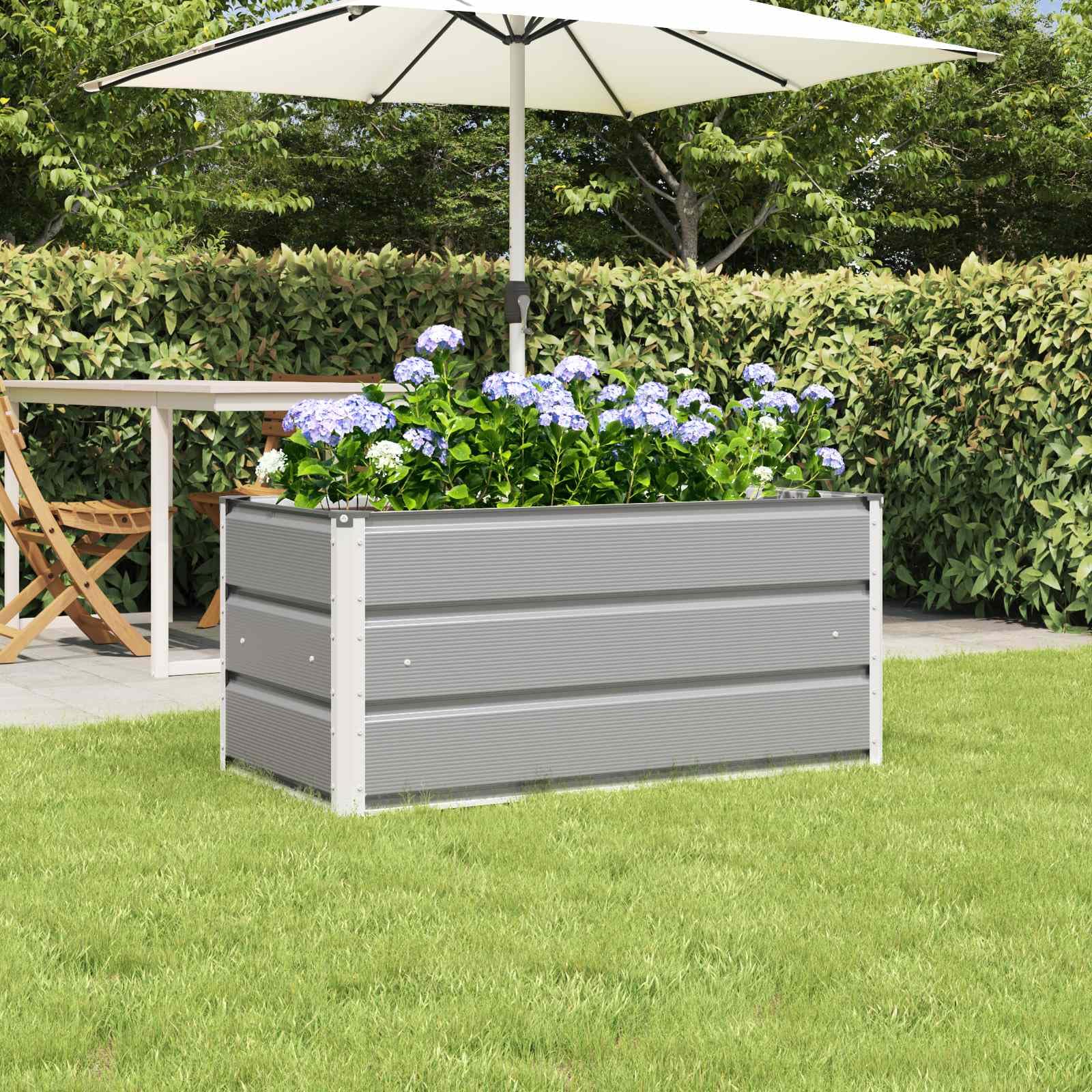 Fioriera da Giardino in Acciaio Zincato 100x50x45 cm Grigio | Contenitore robusto stile industriale per piante e fiori, ideale per arredare terrazzo, balcone e spazio verde.