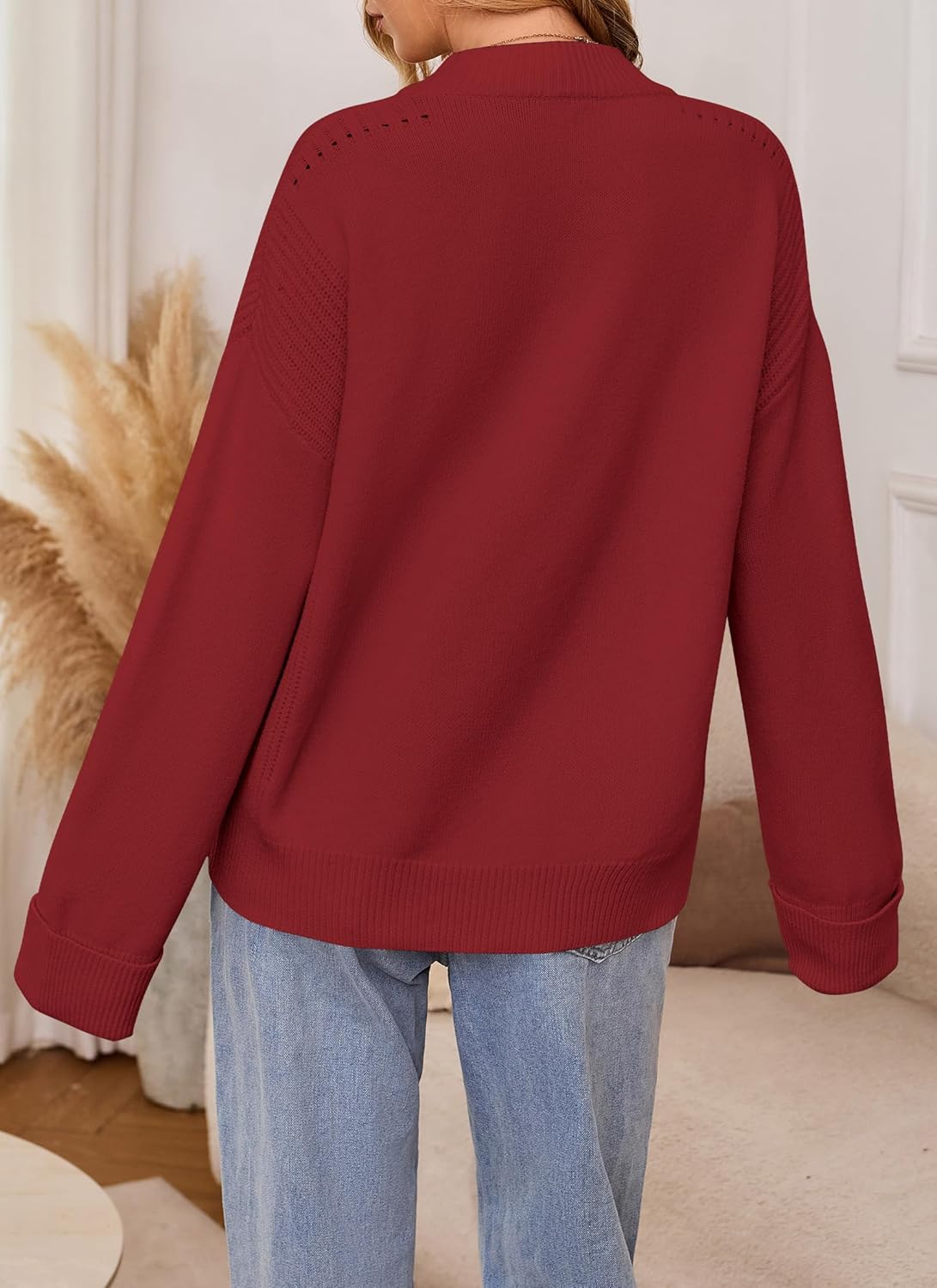 Zyyfly Womens Oversized Mock Neck Sweater Chunky Loose Long Sleeve Casual Fall Knit Pullover Sweaters - Image 6