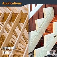 Vista 6 de POWERTEC Cuadrado para enmarcar, cuadrado de carpintero de acero de 16 x 24 pulgadas con mesas de viga, herramientas de marco y regla de ángulo