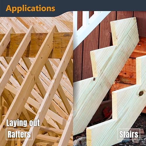 Vista 13 de POWERTEC L Square 3 piezas, prueba cuadrada, herramientas de medición de 90 grados con niveles de burbujas, cuadrado de maquinista para valla