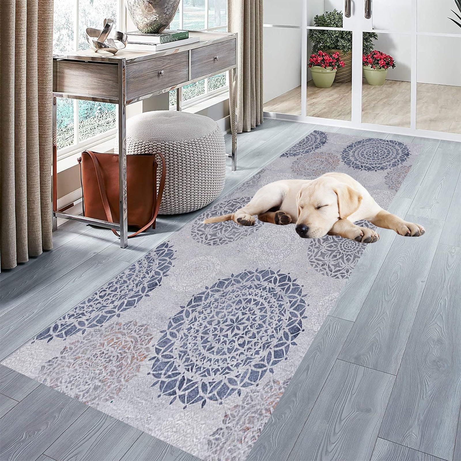 GUOJUN Tappeto Passatoia Cucina 80 x 220 cm Lavabile Antiscivolo, su Misura, Poliestere Tappeto Runner da Cucina Durevole, Facile da Pulire per Corridoio, Lavanderia, A