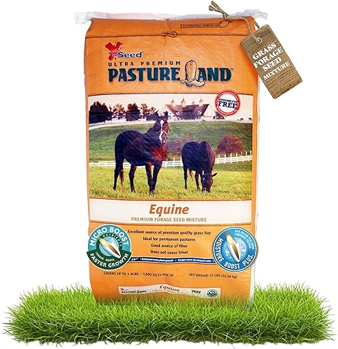 X-Seed Mezcla de semillas de forraje equino con Micro-Boost  Hierba de pasto sin cortar con trébol, raigrás y verduras perennes  Recomendador para
