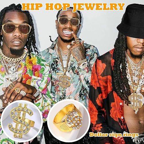 Miniatura 5 de Kit de disfraces de hip hop de los años 90 y 80 para hombres, accesorios de fiesta de rapero