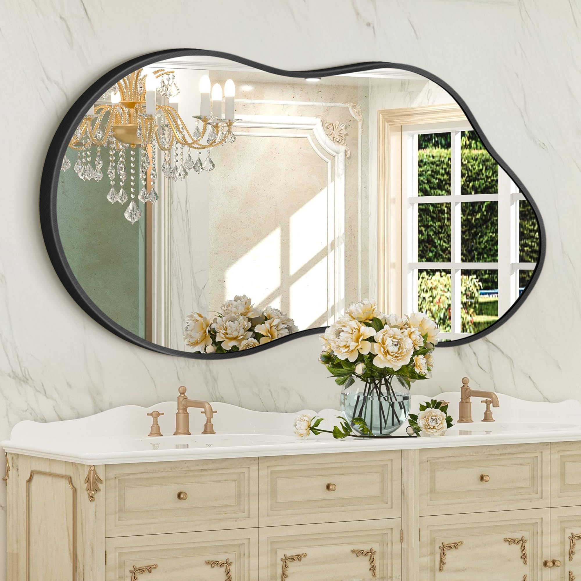 Specchio Da Parete Irregolare, Specchio Decorativo Asimmetrico con Cornice in Lega Di Alluminio Qualità Aeronautica per Bagno, Camera Da Letto, Soggiorno, Ingresso
