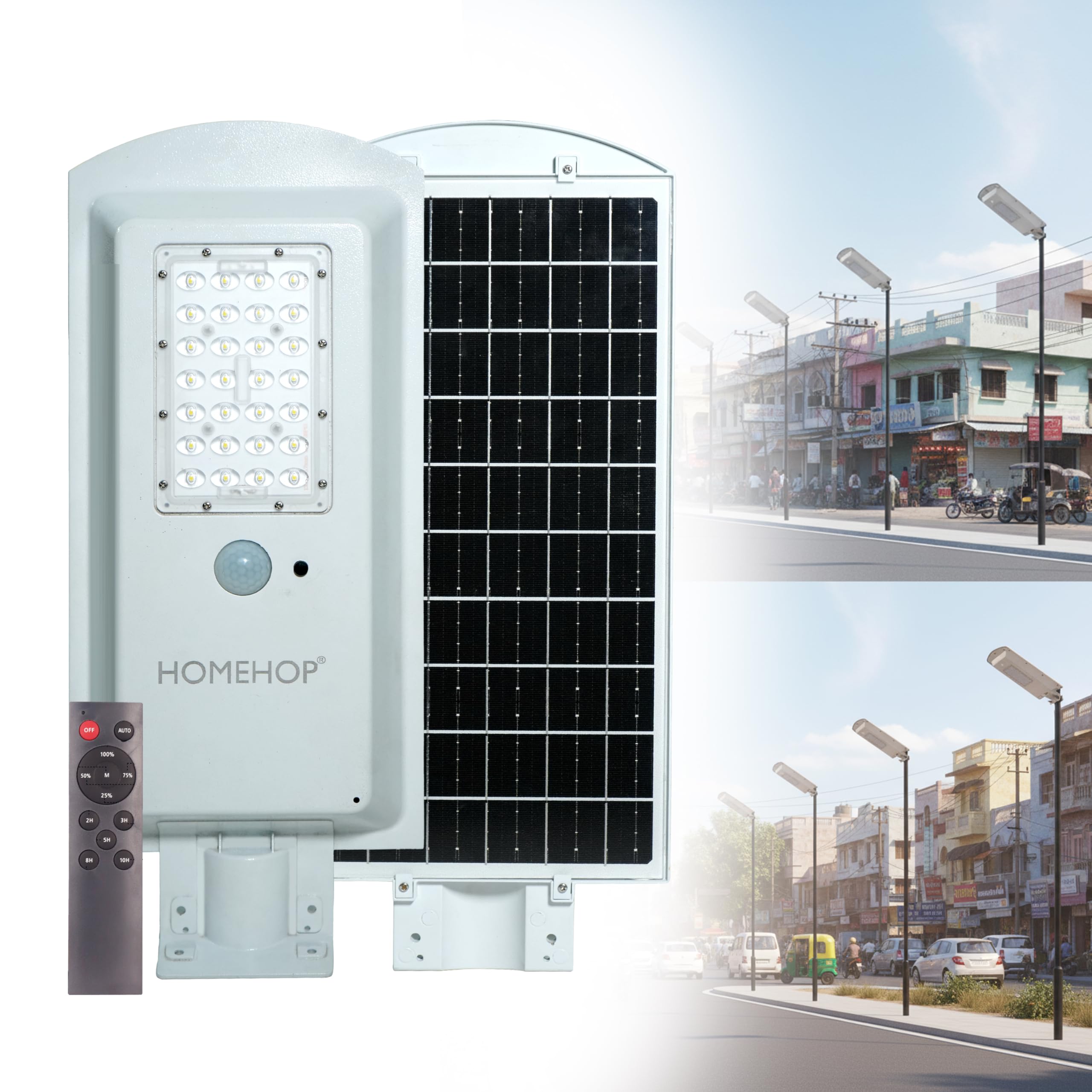 Homehop 80W Solar Led Street Light for Outdoor Home Garden,Aluminium Alloy Waterproof Wall Light (White)-image-46