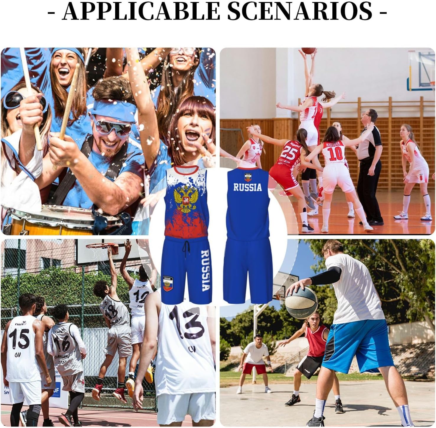 Russia Flag Grain (3) Basketball Jersey Uniform Suit for Men Adults Training Athletic Set