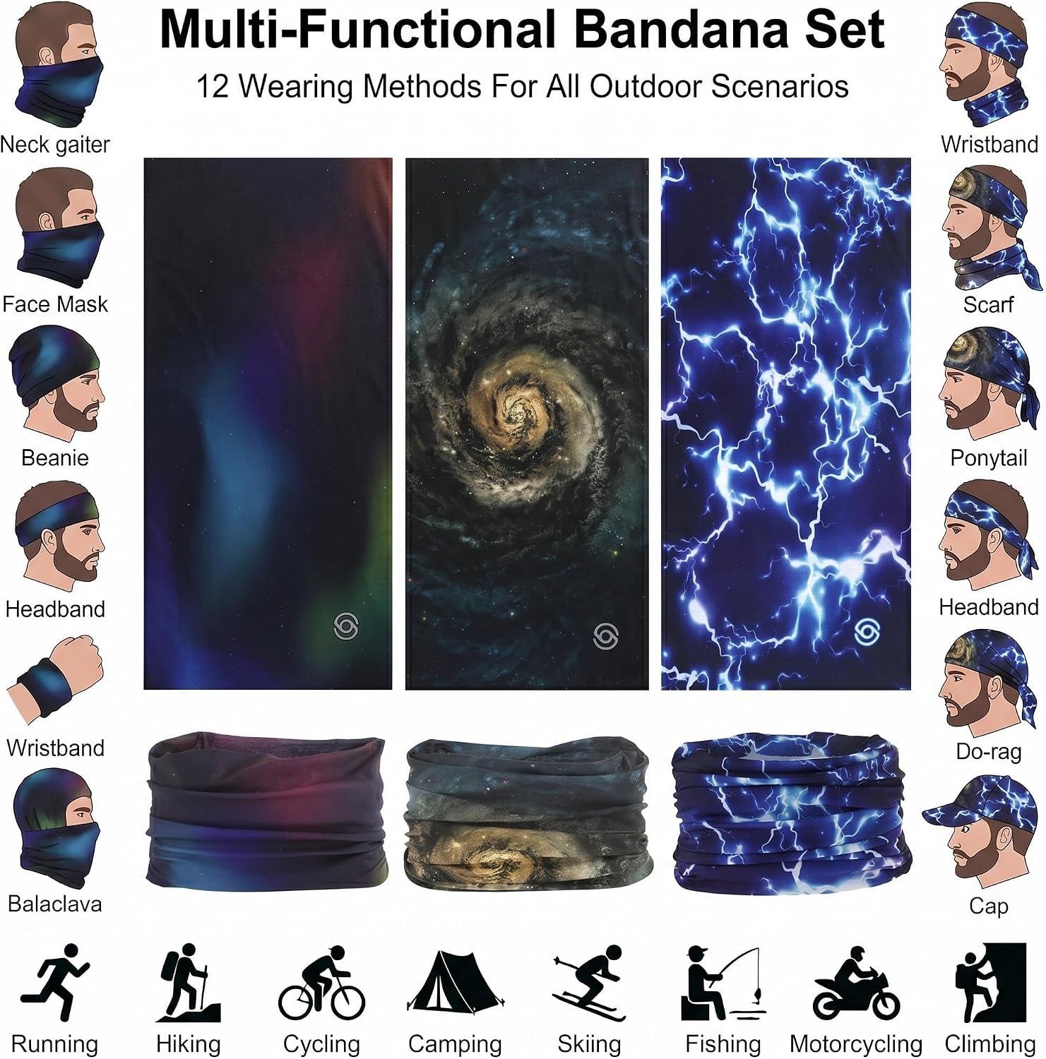 9 PCS Summer UV Protection Multi-functional Headband Neck Gaiter Head Wrap image 4