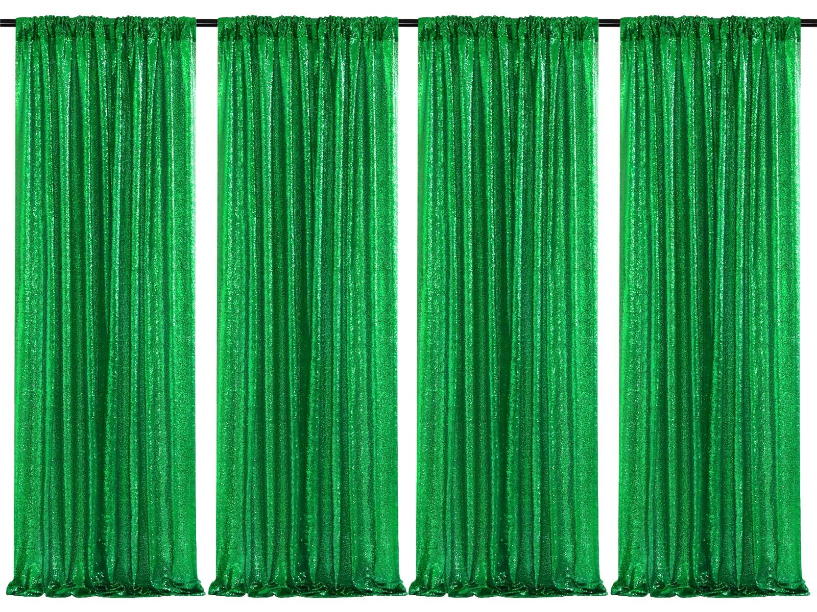 2 Pieces Gold Sequin Backdrop Curtain Panels Stage 2FTx8FT Party Wedding Background Drapes — view 33