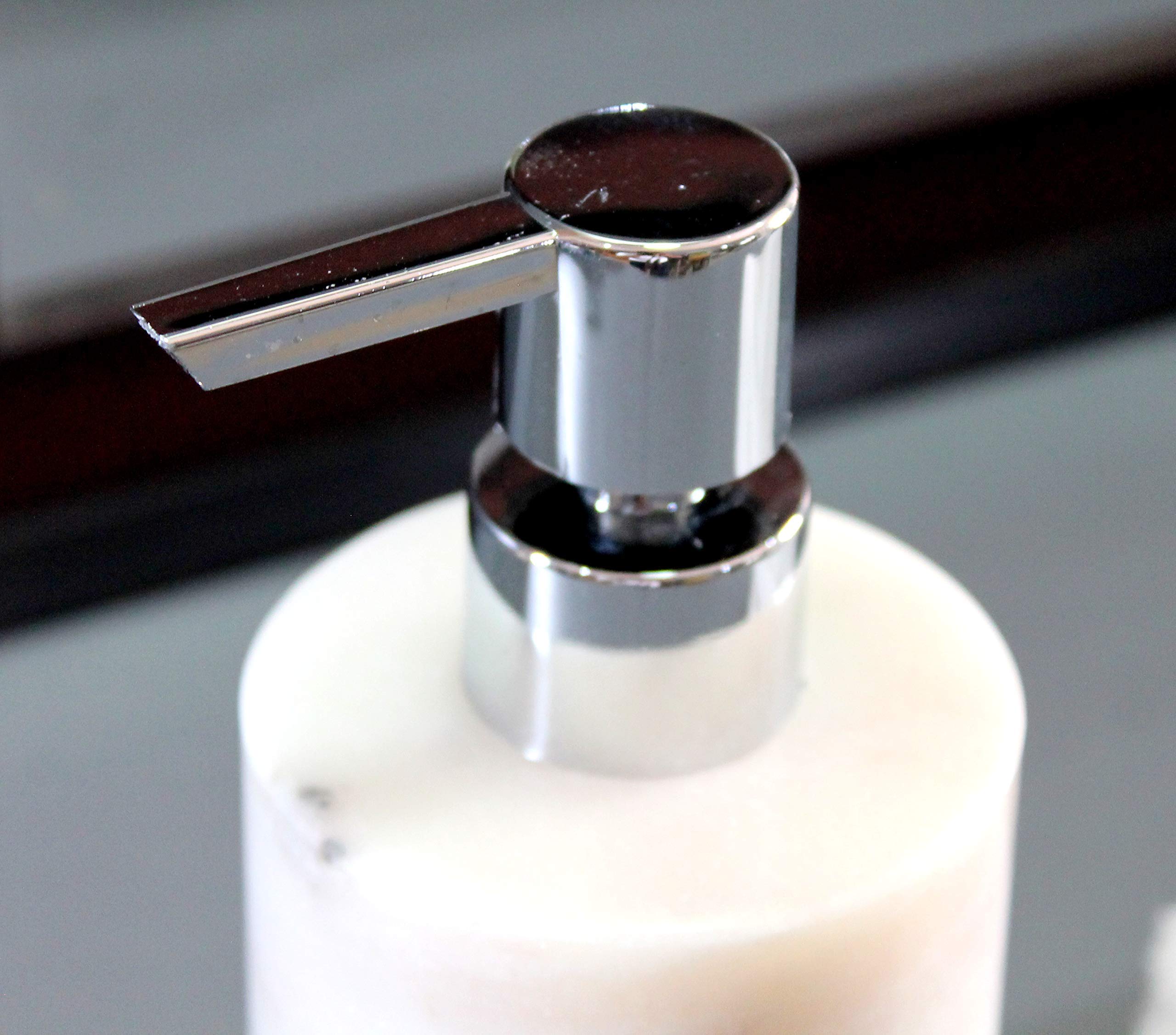 KLEO Soap Dispenser Lotion Dispenser - Made of Natural Stone - Luxury Bathroom Accessories Bath Set (White) - Image 3 thumbnail