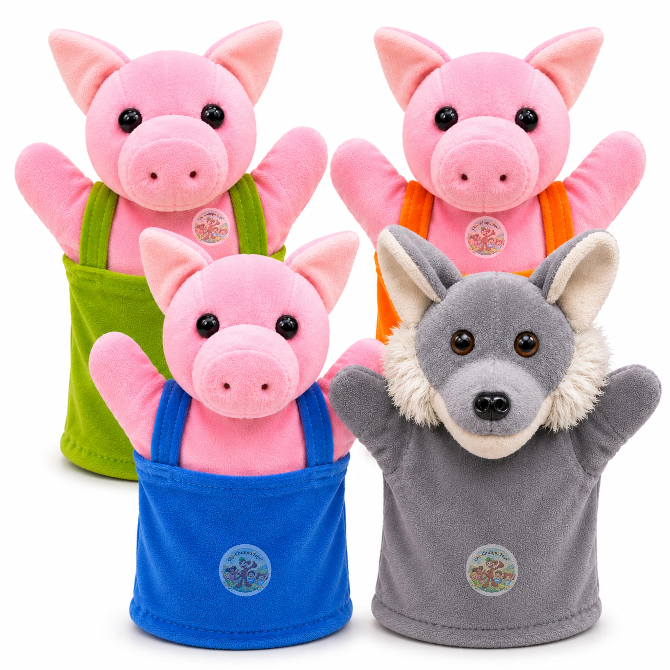 Chi-Chimpu Toy'ss Animal Hand Puppets Pack of 4 | Wolf & Pig Plush Hand Puppets for Kids | Soft Educational Puppet Set | Storytelling Role Play Toy | Preschool Learning Gift for Boys & Girls-picture-18