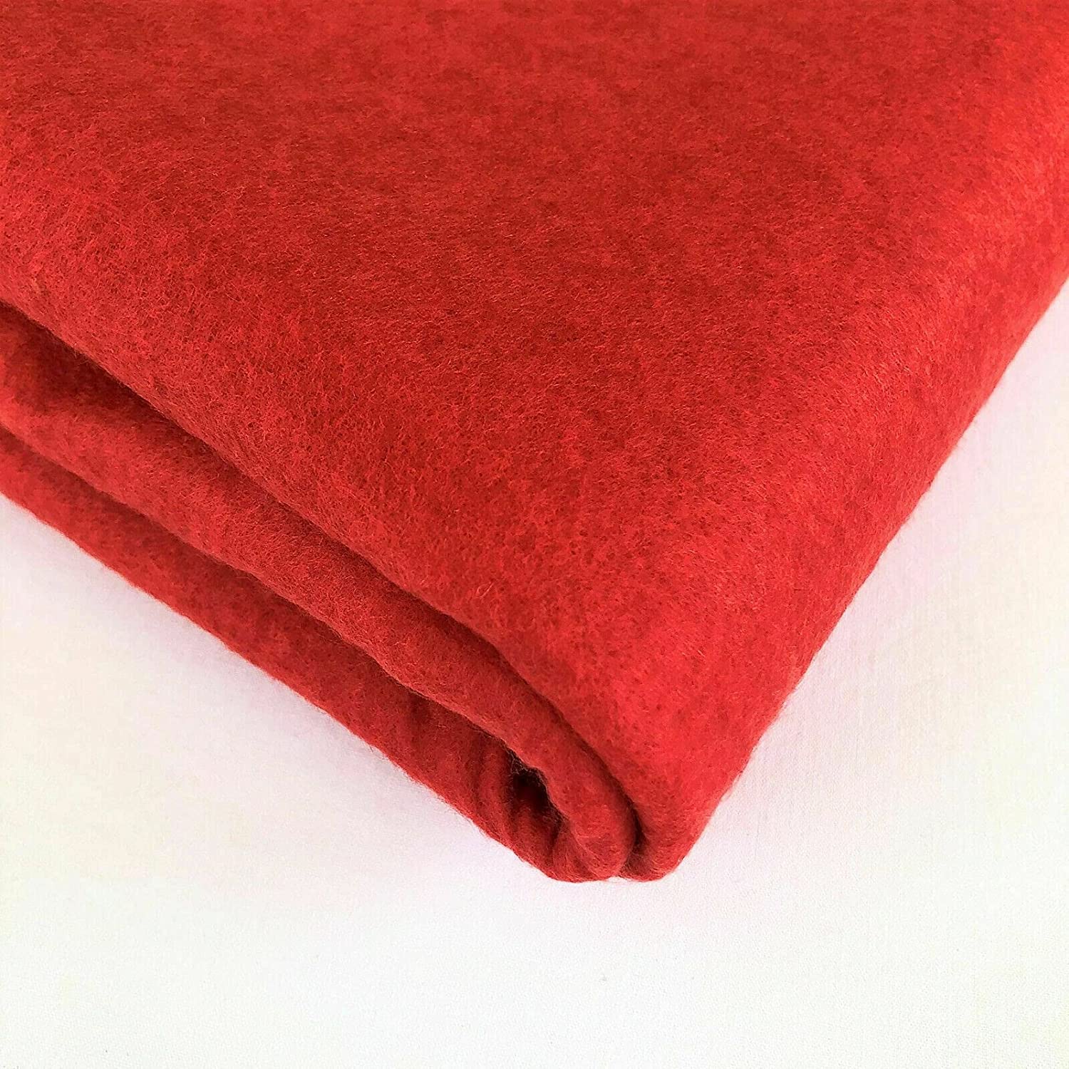 Multi Purpose Acrylic Felt Baize Fabric Material Suitable for Poker Bridge Card Craft Table 58" - 150cm Wide Sold As Pre Cut Lengths (Red, 20 Meter)