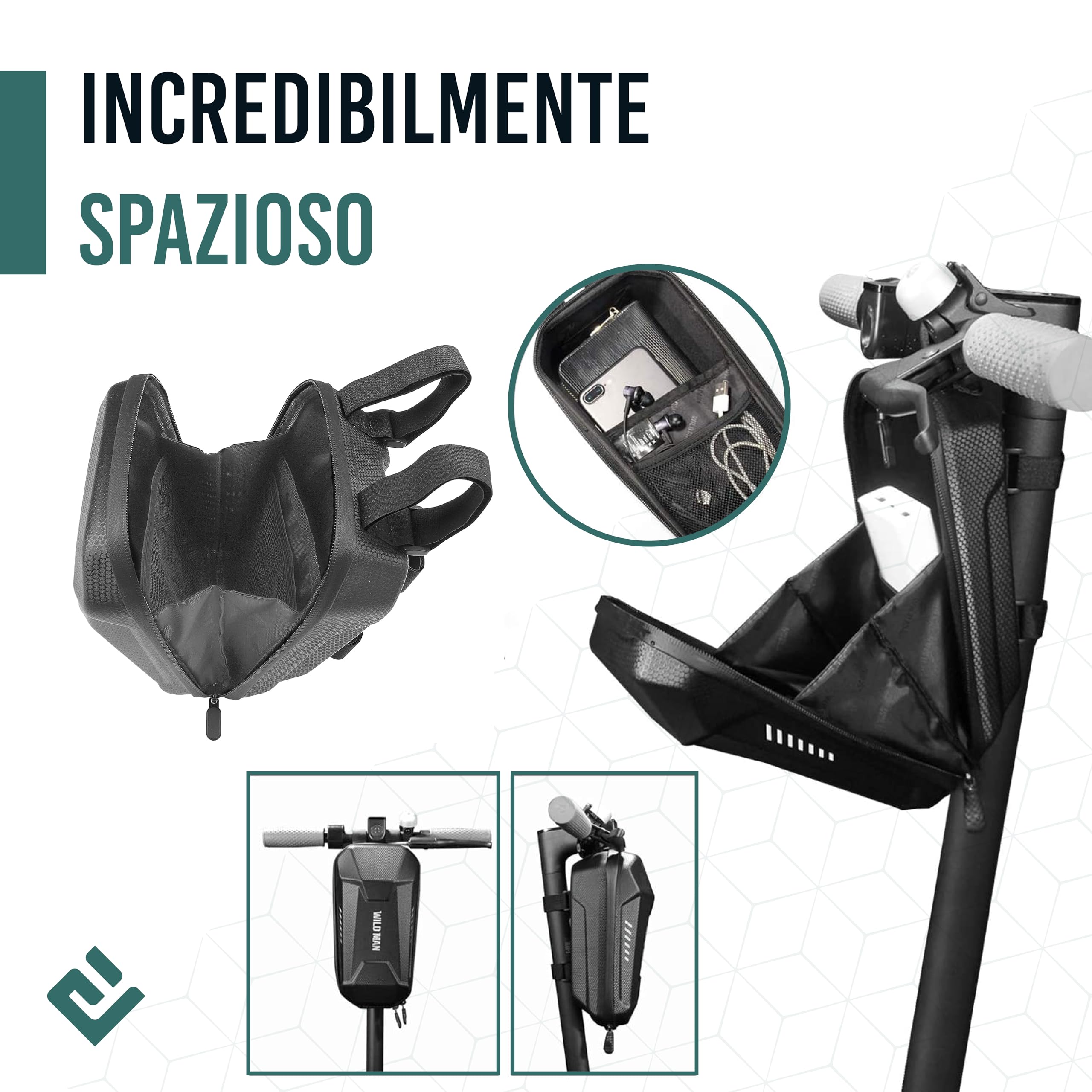 Borsa Per Scooter Elettrico Impermeabile - Custodia Rigida In EVA Con Superficie Riflettente - Foto 8