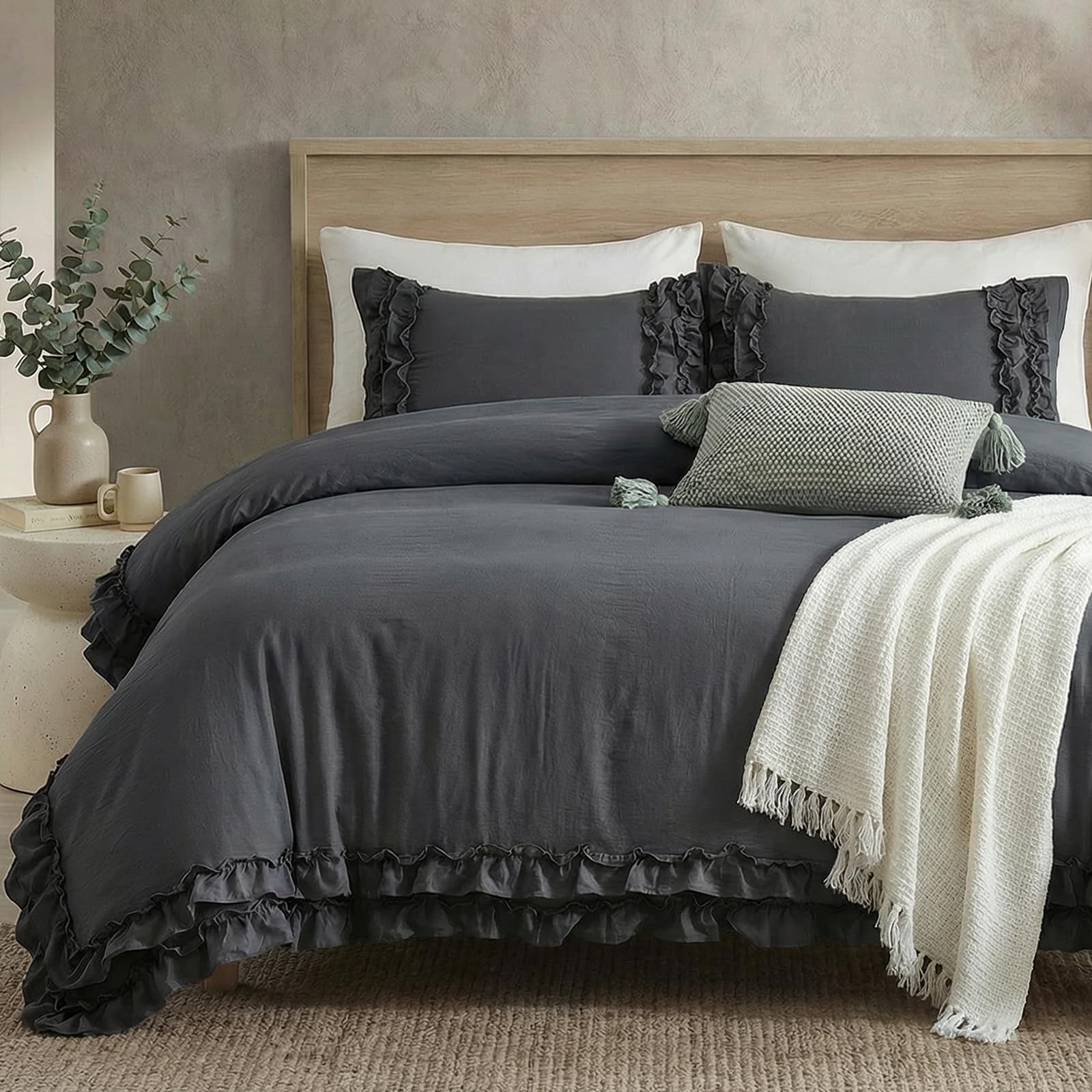 Housse de couette gris foncé fermeture éclair lit simple