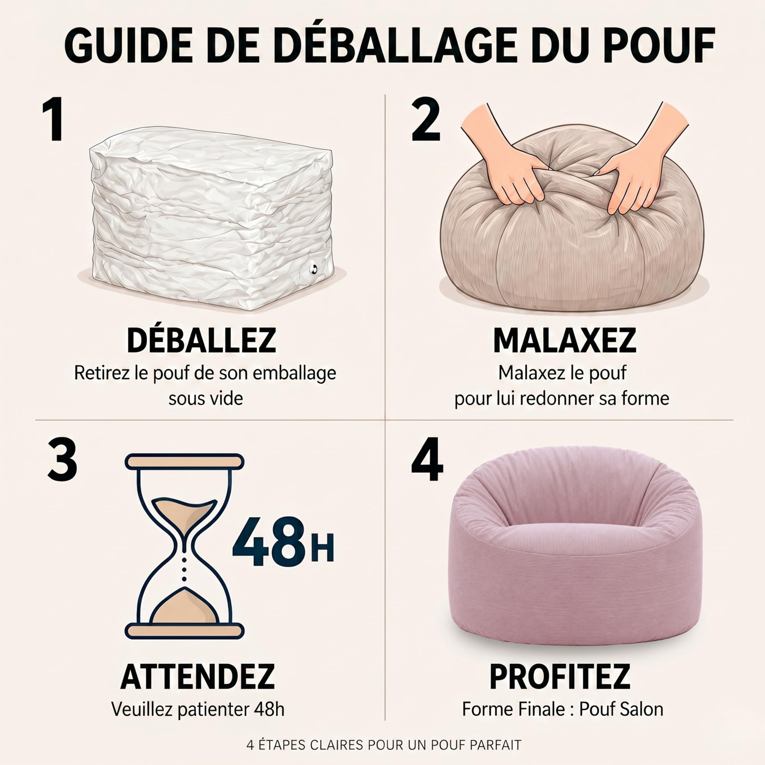 Bananair - Pouf Poire Géant Velours Côtelé, Fabriqué en France - Fauteuil Pouf XXL Remplissage Mousse, Généreusement Rembourré, 100% Confort & Douceur - Idéal Salon, Chambre Adulte, Ado (100 cm, Rose)