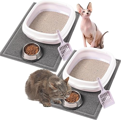 Mifoci El kit de iniciación de 8 piezas de caja de arena para gatitos incluye 2 tapetes impermeables antideslizantes para gatos, 2 cajas de arena