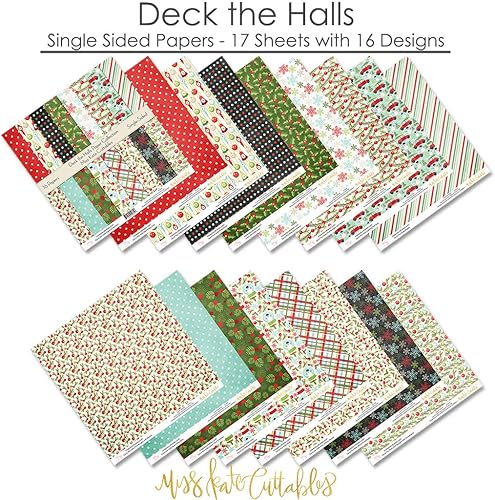Miniatura 2 de Paquete de papel de patrón – Deck the Halls – Navidad – Papel especial para álbumes de recortes, colección de una cara de 12 x 12 pulgadas, incluye